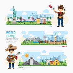 Travel and outdoor Landmark mexico canada usa Template Design