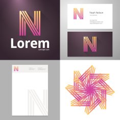 Design icon N element with Business card and paper template