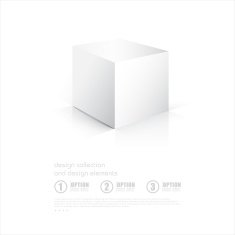 3D Cube Box on white background with reflection