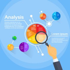 Magnifying Glass Businessman Hand Analysis Finance Pie Diagram