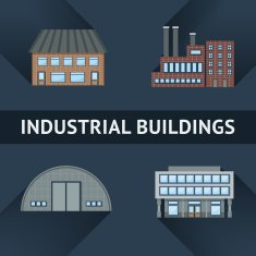 Industrial and business building icons
