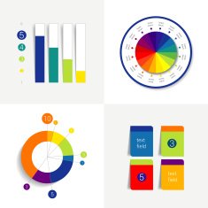 Flat set of charts and brochure elements Simply color editable N7