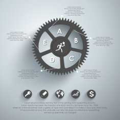 Infographic design template with gear chain N2