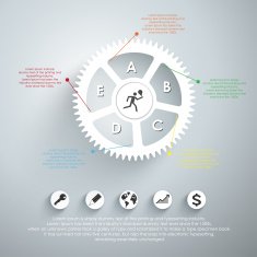 Infographic design template with gear chain N3