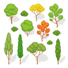 Set of the vector trees free image download