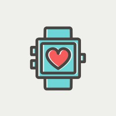 Wristwatch with heart display thin line icon N4