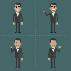 Adult waiter shows gestures