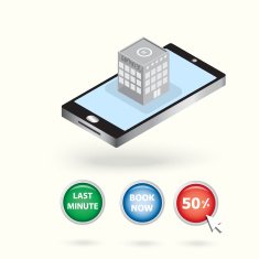 click for booking hotel icon on smartphone application