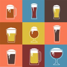 Collection of flat vector Beer glasses N3
