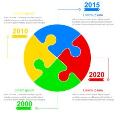Infographics report templates in sphere of jigsaw puzzle elements