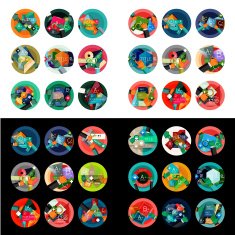 Flat design round labels option infographics N2