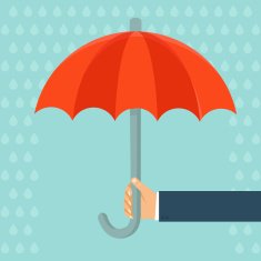 Vector insurance agent holding umbrella