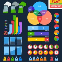 Flat infographic icons with pipes