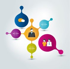 Networt round speech bubbles flow chart Infographics N2