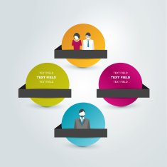 Networt round speech bubbles flow chart Infographics N3