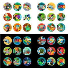 Flat design round labels option infographics N4