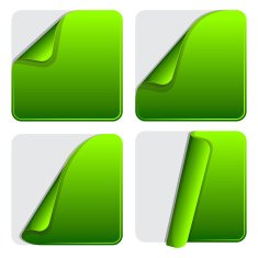 Collection square sticker with curled up edge