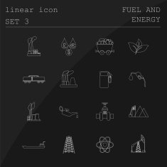 Outline icon set Fuel and energyl Flat linear design