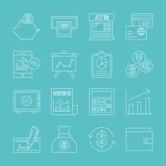 financial line icon set N6