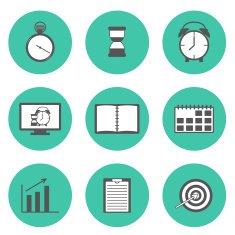Set of flat time management icons N3