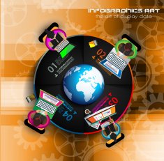Infographic teamwork and brainstorming with Flat style N27