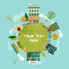 Set buildings of small business flat design N6