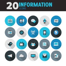 Blue flat round button information icons