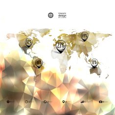 World map template triangle design infographic vector illustration