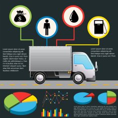 An infochart of a delivery van