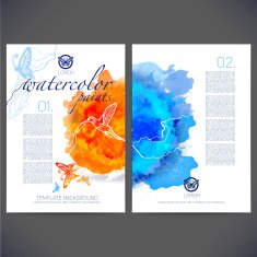Abstract vector template design with colored butterflies and birds