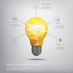 Colorful low polygonal light bulb concept symbol of creativity Suitable N2