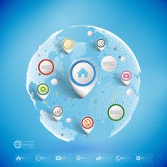 Infographic with pointer marks for business template vector
