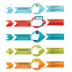 Numbered infographic design with icons and arrows