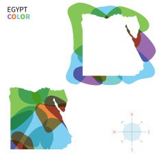Abstract vector color map of Egypt with transparent paint effect