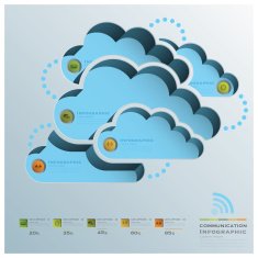 Cloud Shape Communication Business Infographic N2
