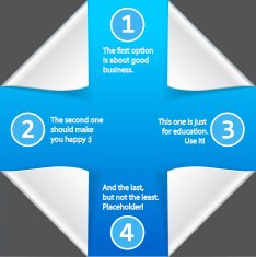 Paper infographic elements on blue background