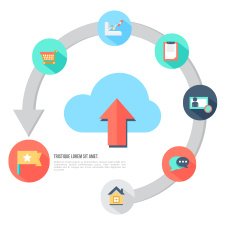 Arrow circle with modern flat icons