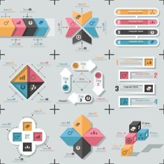 Set Of 9 Flat Minimal Infographics N14
