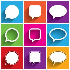 Speech bubble icons Think cloud symbols Vector