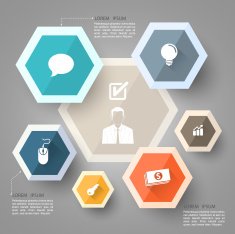 Hexagon group template with icons