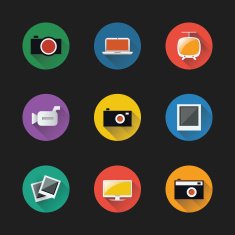 Retro Styled Icon Set of Electronic Devices