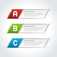 Vector step options banners and letters A B C N3