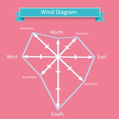 wind rose diagram vector for infographics