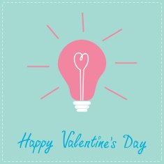 Light bulb with heart inside Idea concept Happy Valentines Da