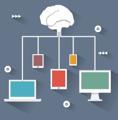 Flat design concept of intelligence service and mobile devices