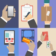 Set of business hands action concepts N4