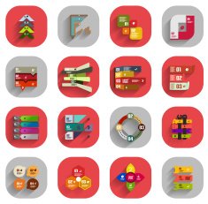 Flat long shadow infographic designs N2