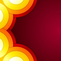 Abstract yellow orange and red paper round shapes