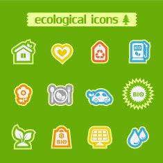 Ecological icons on leaves set 1