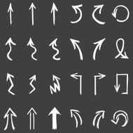 vector set of white hand drawn arrows N2